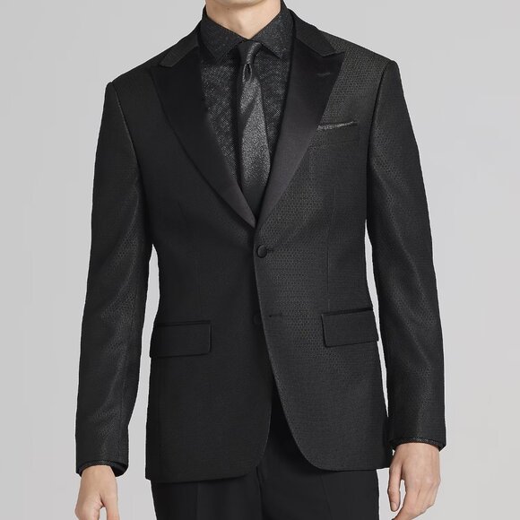 NEW Egara Slim Fit Black Tic Dinner Tuxedo Jacket 46R - Picture 1 of 5